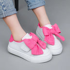 Little Kids Sneakers for Girls 2026 Spring Autumn Fashion White Skate Shoes Girls Casual Shoes with Big Pink Bow-knot Hot Sale