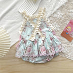 Baby Girl Flower Suspender Rompers Skirt Lace Cute Baby Girl Jumpsuit 2025 Summer New Children Clothing