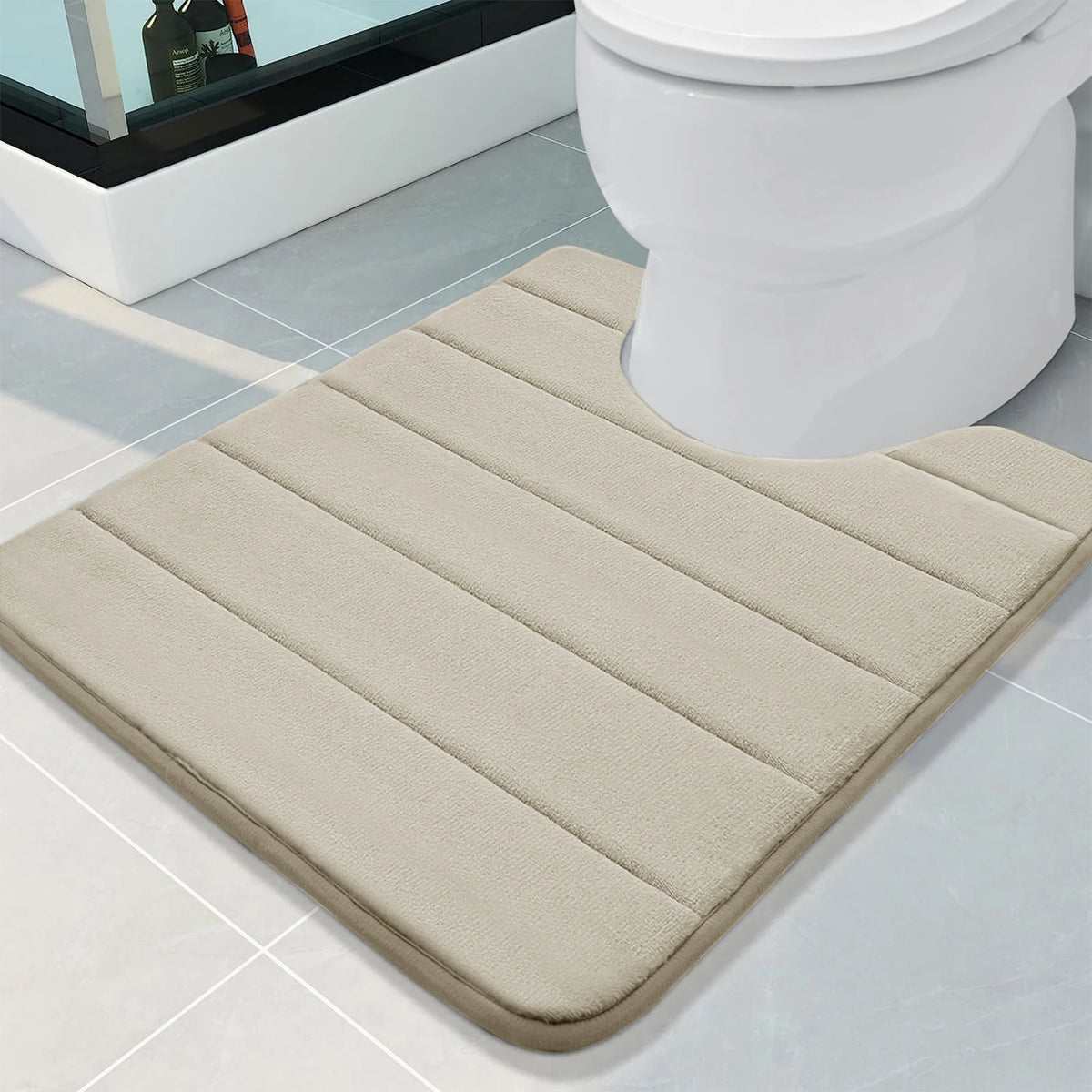 U-Shaped Toilet Mat Bathroom Mat Bathroom Carpet Bathroom Carpet Memory Foam/Chenille Bath Mat Anti-Skid Super Absorbent