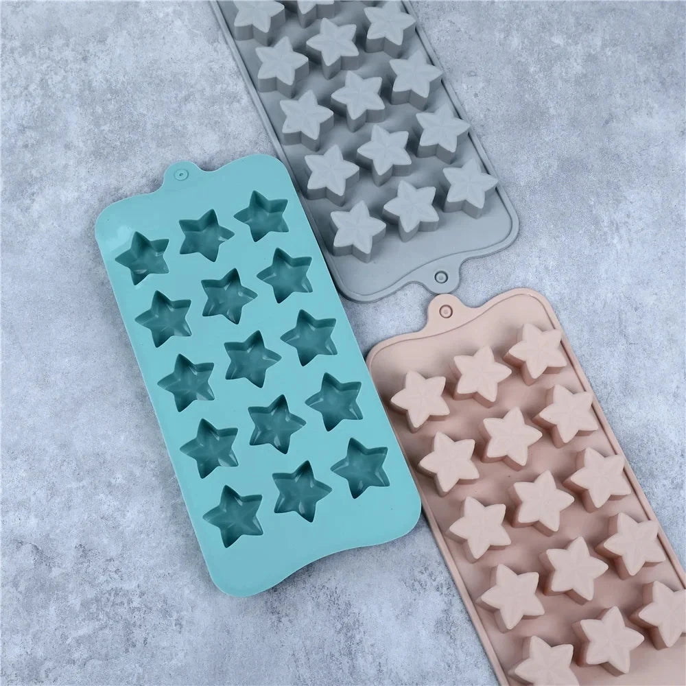 1PC Five-Pointed Star Silicone Chocolate Mold Creative Jelly Christmas Candy DIY Mold Ice Tray Baking Mold
