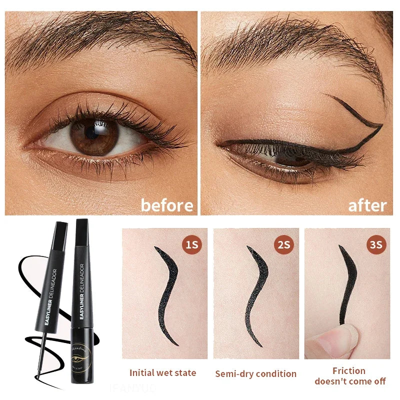 3Color Black Brown Liquid Eyeliner Pen Ultra-thin Head Fast Drying Lasting Matte Smooth Dipping Eyeliner Pencil Makeup Cosmetics