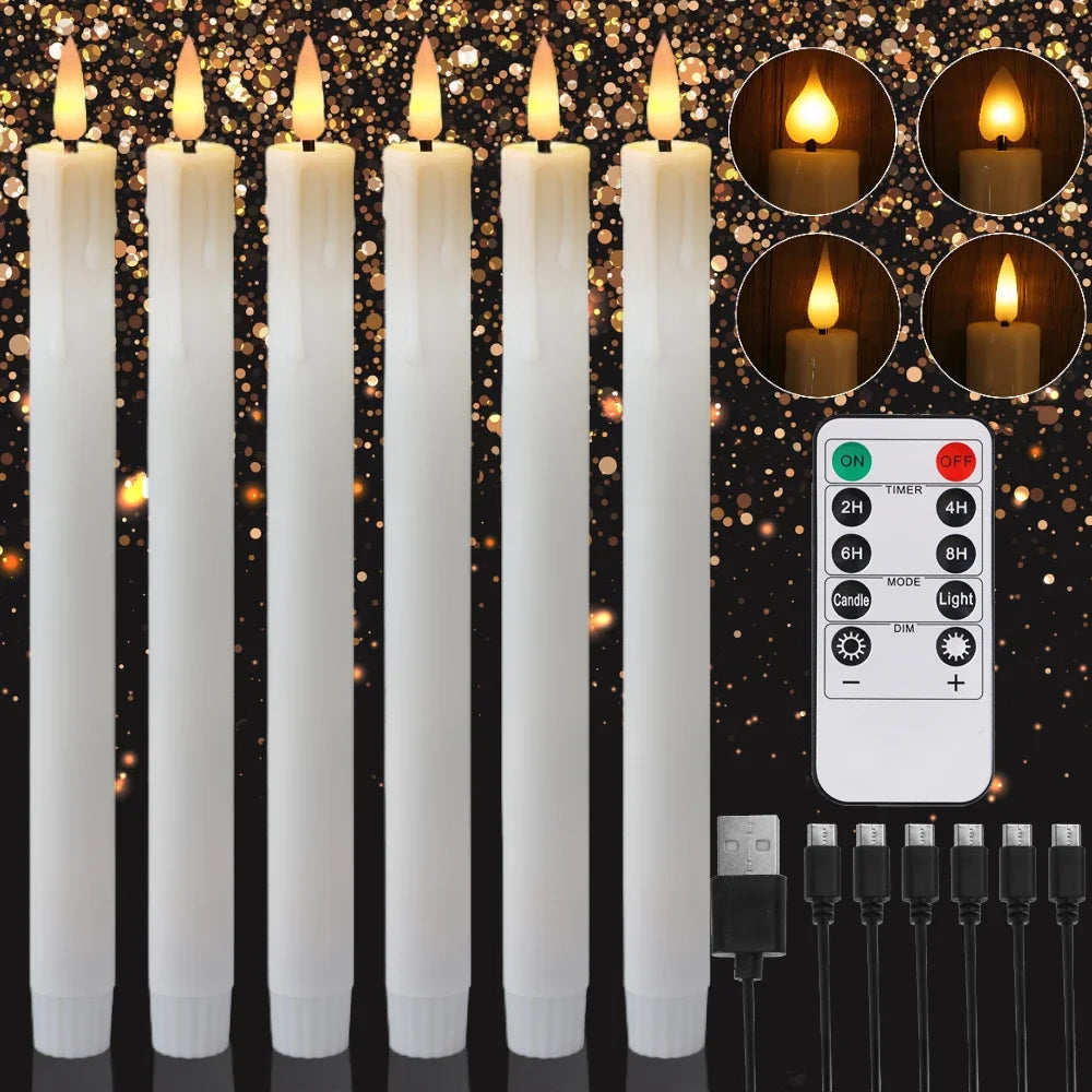 Flameless LED Taper Candles with Remote Timer Battery Operated Flickering Candlesticks for Wedding Halloween Christmas Decor