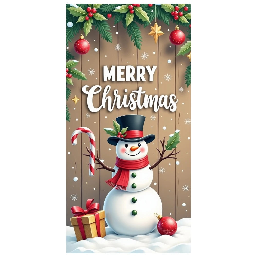 Christmas Door Cover Decorations Santa Claus Send Gift Background Banner for Indoor Outdoor Home Porch Holiday Decor Supplies