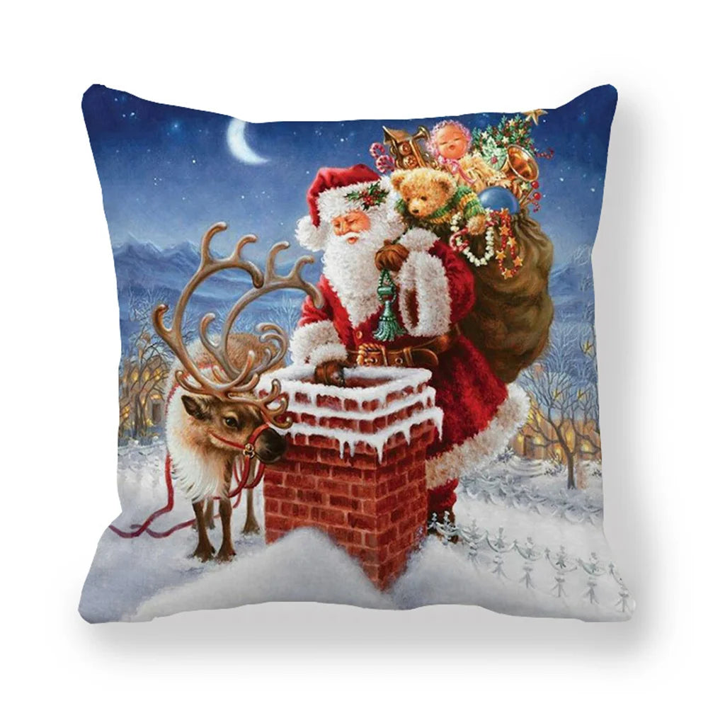 45CM Merry Christmas Cushion Cover Pillowcase 2023 Christmas Decorations for Home Ornament Happy New Year Christmas Decor 2022