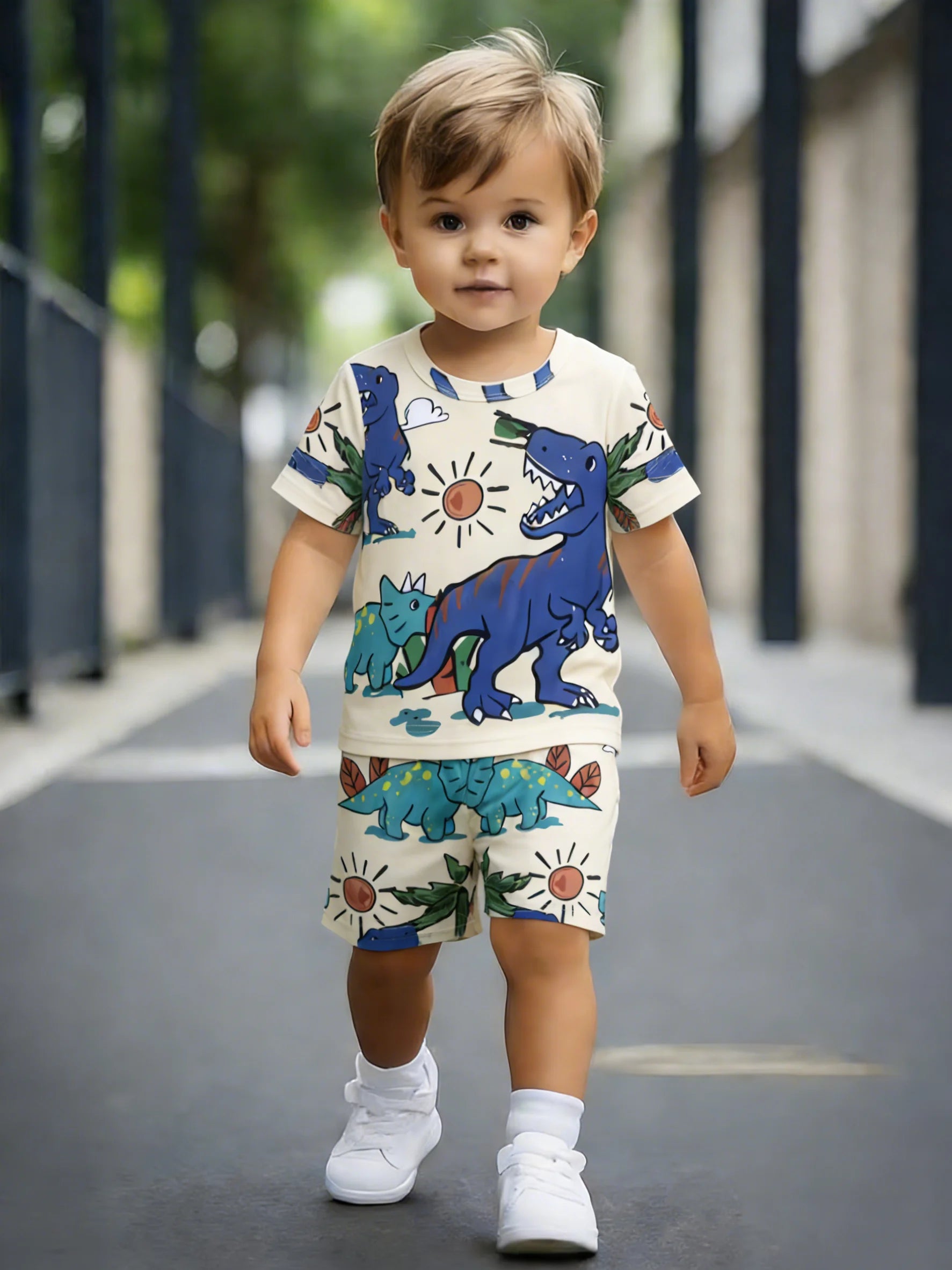 Beige Dinosaur Set: Daily Cute Baby’s Dinosaur Fan Protagonist