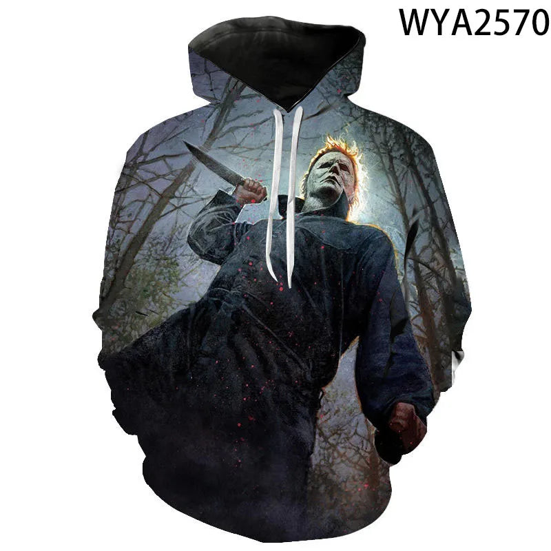 2026 Autumn Halloween Horror Michael Myers 3D Print Men Women Children Hoodies Harajuku Streetwear Hooded Sweatshirts Pullover