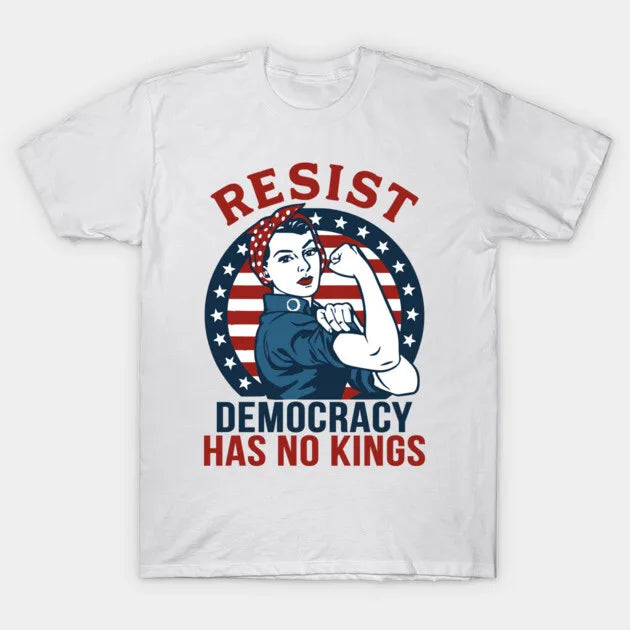 No King for Democracy in The United States. Men's T-shirts Are Hot Sellers. Crew Necks Are Printed T-shirts for Men and Women