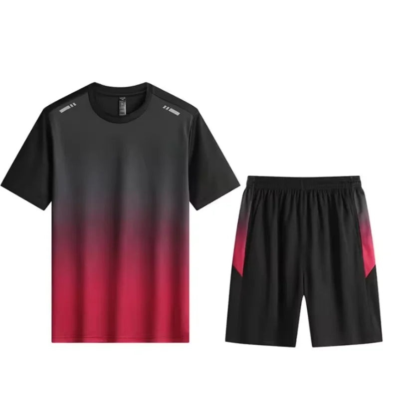 New 2025 Men's Outfit Summer Short Sleeve T Shirt Set Men Fashion 2 Piece Sportwear  Casual Shorts Sweatshirt Male Tracksuit