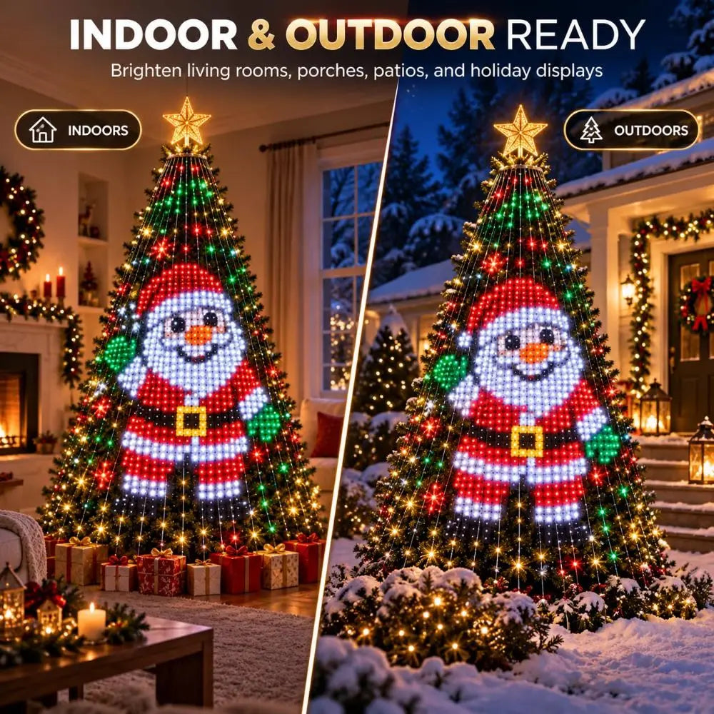 DIY Pixel Light Show Smart Animated Christmas Tree Lights USB Powered with Star Topper LED String Lights Waterfall Lights