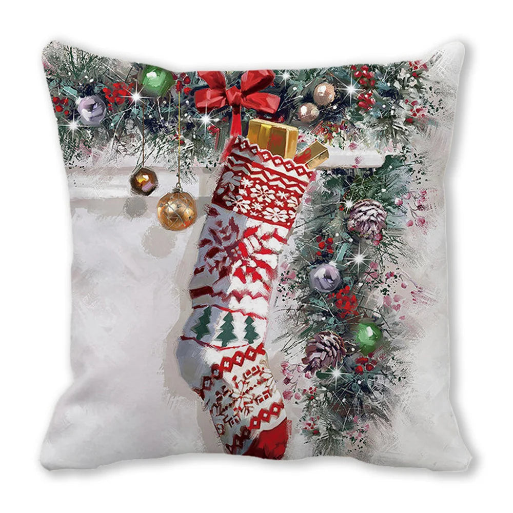 45CM Merry Christmas Cushion Cover Pillowcase 2023 Christmas Decorations for Home Ornament Happy New Year Christmas Decor 2022