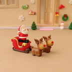 4pcs Santa Claus Sled Resin Small Ornaments Home Decoration Dolls Office Desktop DIY Model Accessories Children's Christmas Gift