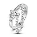 Original 925 Silver Sparkling Zircon Ring Stackable Classic Shine Stone Round Rings For Women Wedding Anniversary Jewelry Gift