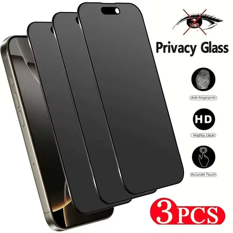 1-3Pcs Privacy Screen Protectors For iPhone 17 Pro Max 14 15 16 Plus 11 12 13 Mini 16e 17 Air Tempered Glass Anti-Spy Film