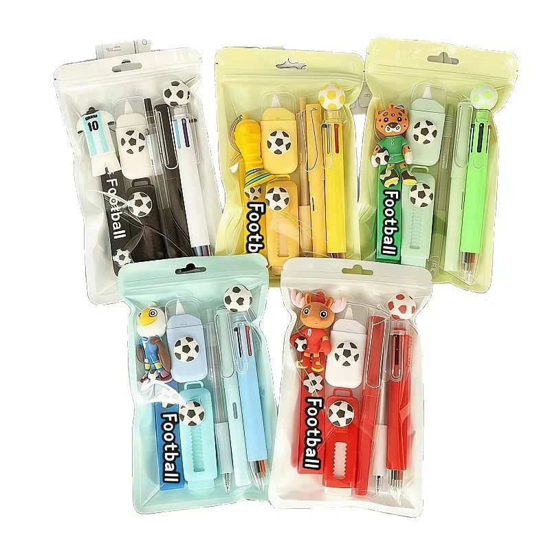 Soccer Sport Stationery Kit Cute Football Themed School Supplies Set With Pens Eraser Correction Tape Keychain Gift For Boys Tee