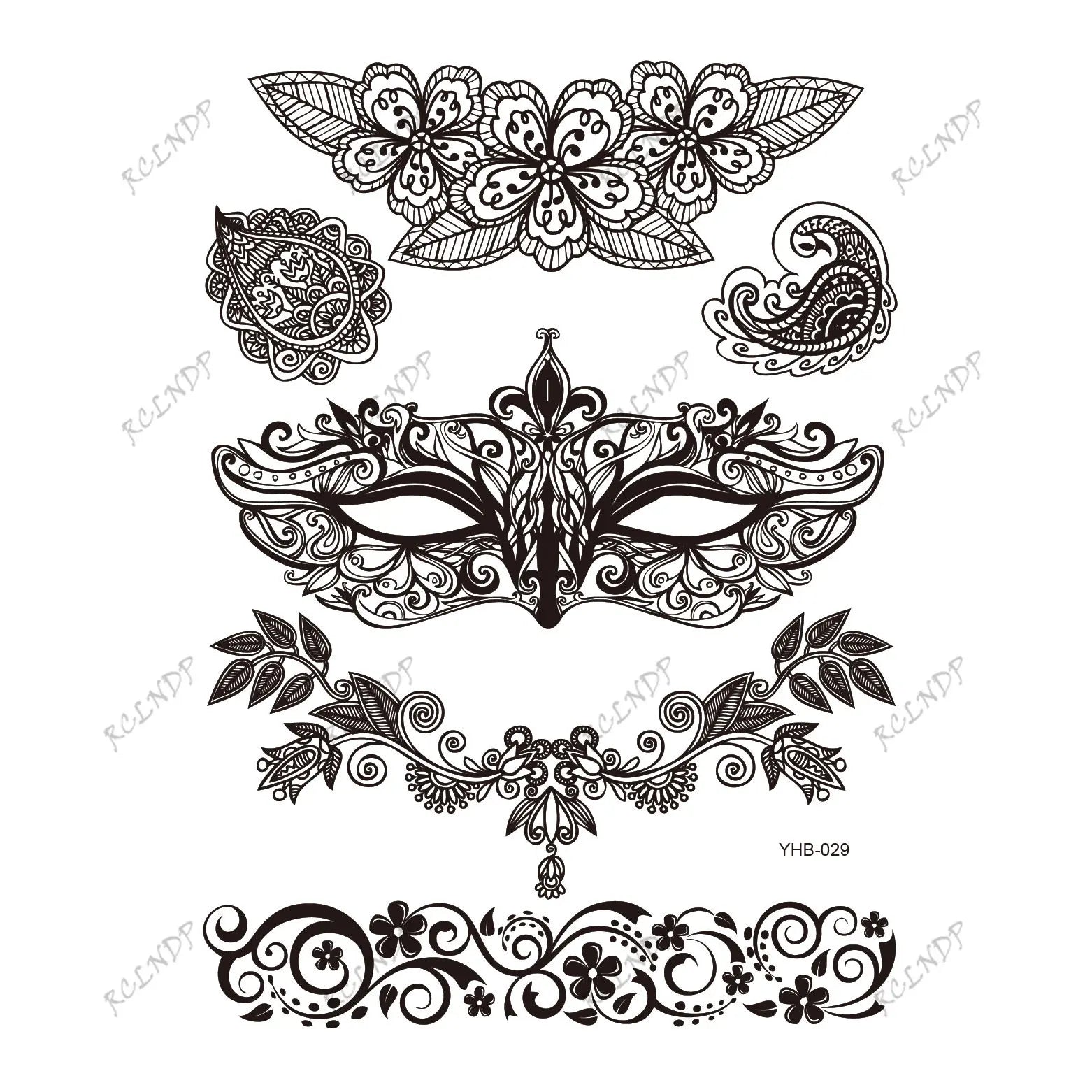 Waterproof Temporary Tattoo Sticker Sexy Lace Bow Knot Flower Arm Leg Body Art Flash Tatoo Fake Tatto for Men Women