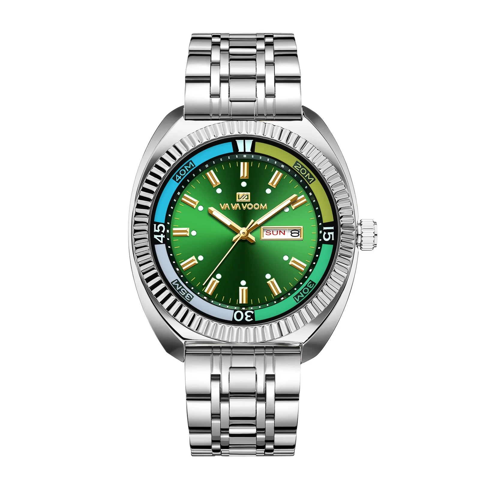 New Gear Ring Steel Strip Watch For Men Doubles Calendar Night light Large Dial Waterproof Male Fashion Quartz Clock Watches