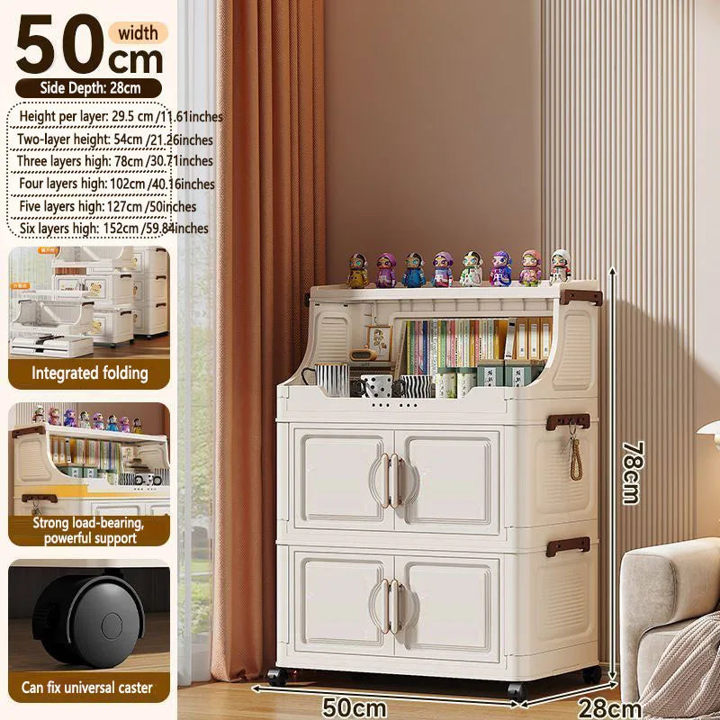 Home Living Room Multi-layer Snack Storage Rack Toy Plastic Organizer Stand Foldable Floor-standing Cabinet for Kids