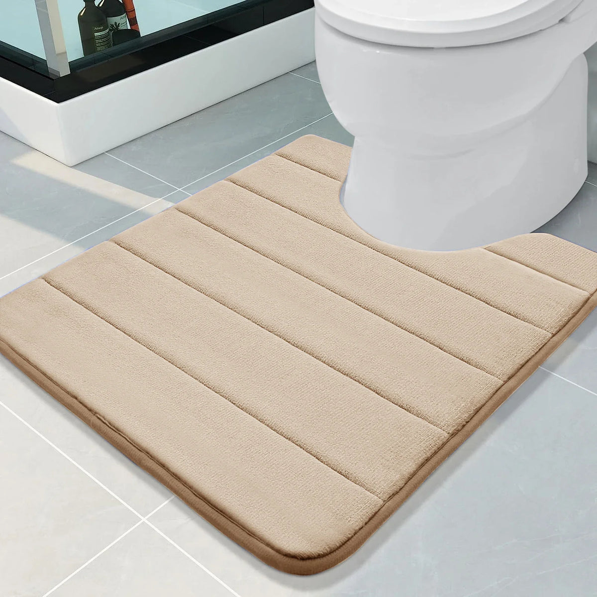 U-Shaped Toilet Mat Bathroom Mat Bathroom Carpet Bathroom Carpet Memory Foam/Chenille Bath Mat Anti-Skid Super Absorbent