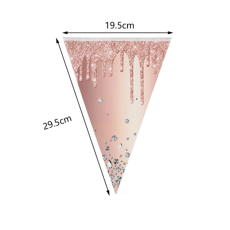 Rose Gold Disposable Tableware Diamond Pattern Paper Cups Plates Straws Table Decoration Wedding Birthday Party Supplies
