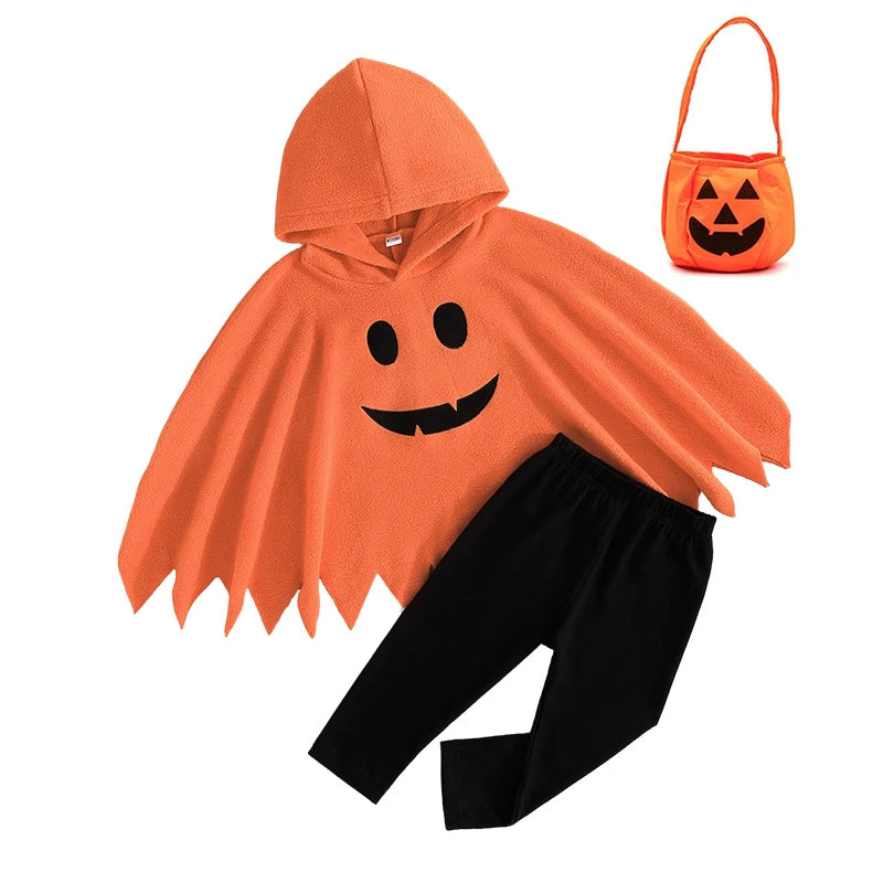 Infant Halloween Ghost Cosplay Costume Baby Hooded Cape Poncho Cloak for Kids Party Dress Up Wear