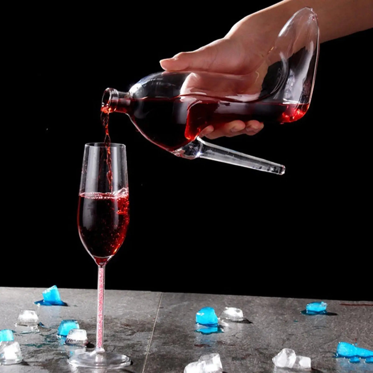 Novelty High-heeled Shoes Shape Whisky Decanter Luxurious Crystal Free Glass Merlot Bottle Dispenser