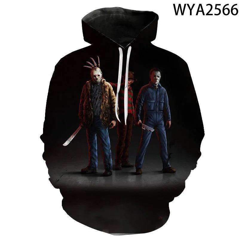 2026 Autumn Halloween Horror Michael Myers 3D Print Men Women Children Hoodies Harajuku Streetwear Hooded Sweatshirts Pullover