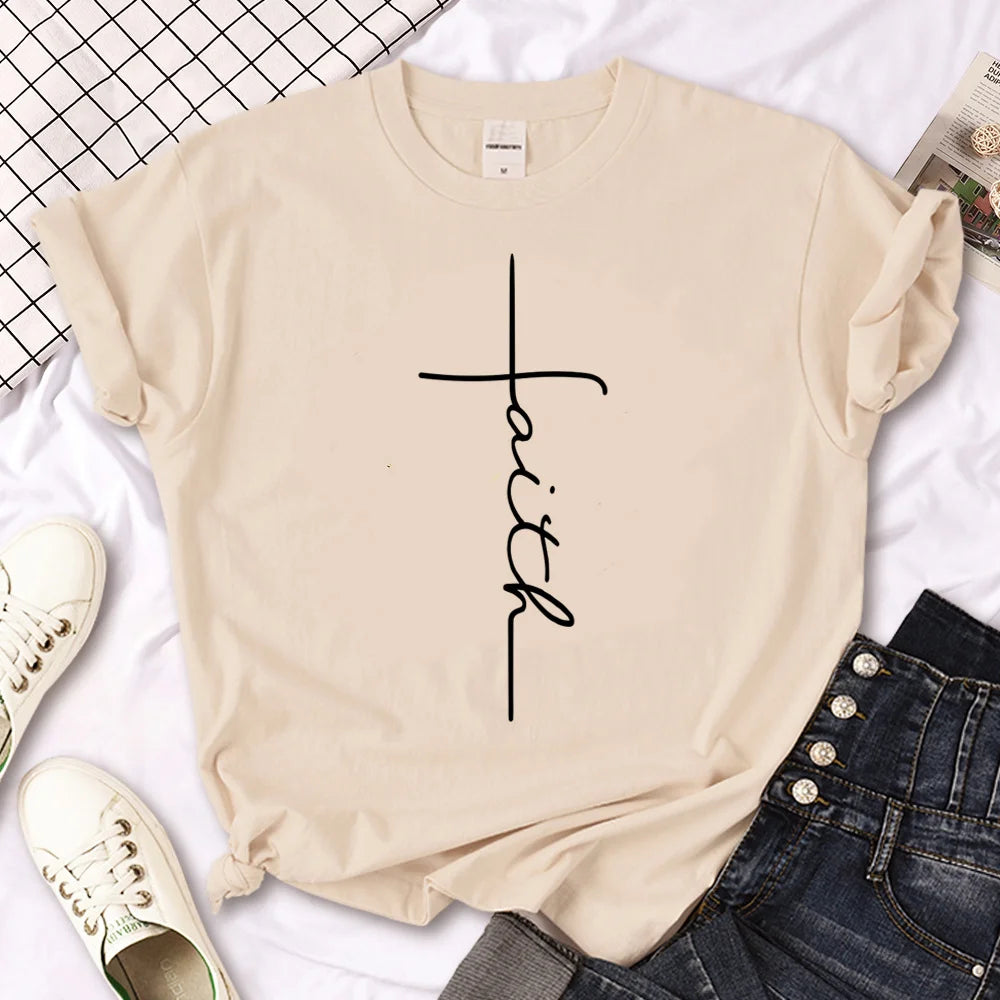 Bible Faith Jesus t shirt women Japanese Tee girl manga designer streetwear clothing