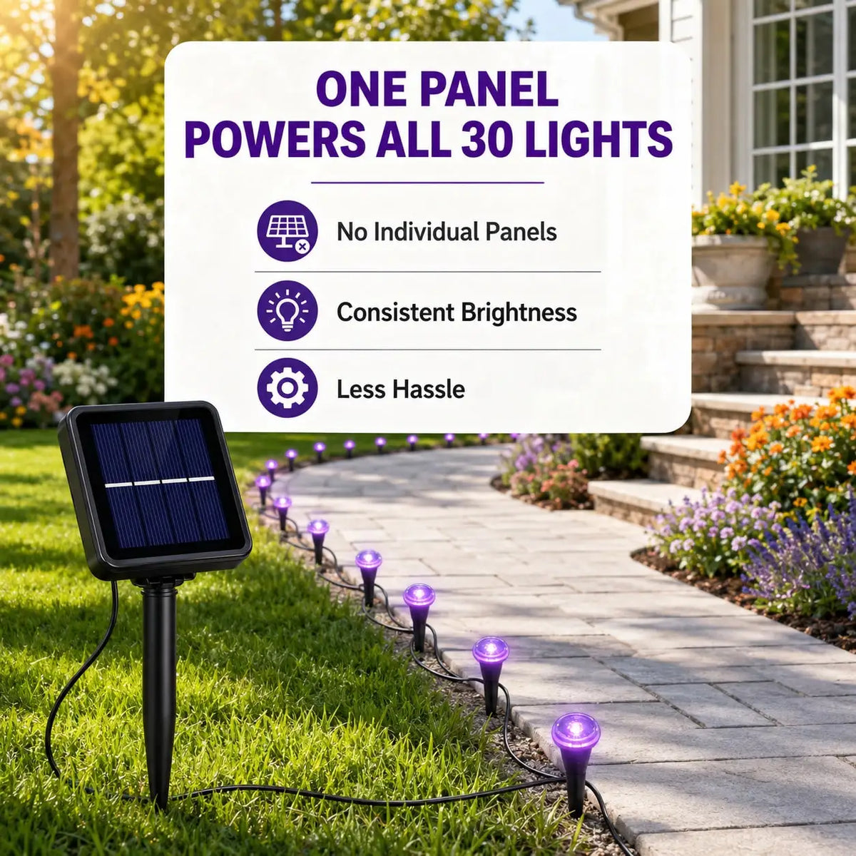 30 LED Outdoor Solar Ground Lights Warm White,Solar Garden Lights Outdoor,8 Modes Auto On/Off IP54 Waterproof ,Solar Lights Outdoor Decorative Landscape LED For Garden Patio Lawn Yard Backyard