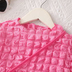Cute and Stylish 3-Piece Set for Girls Sweetheart Bubble Sleeve Top with Shorts and Bag Summer Days Casual Children Sets