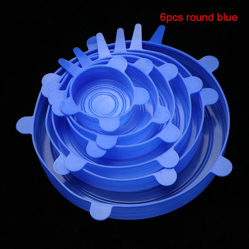 6/12Pcs/Lot Silicone Stretch Lids Universal Taper Pot Bowl Food Wrap Sealed Cover for Kitchen Cookware