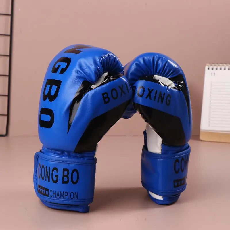 1Pair 6oz Boxing Gloves PU Muay Thai MMA Profession Kickboxing Kids Adults Sandbag Training Gloves Equipment