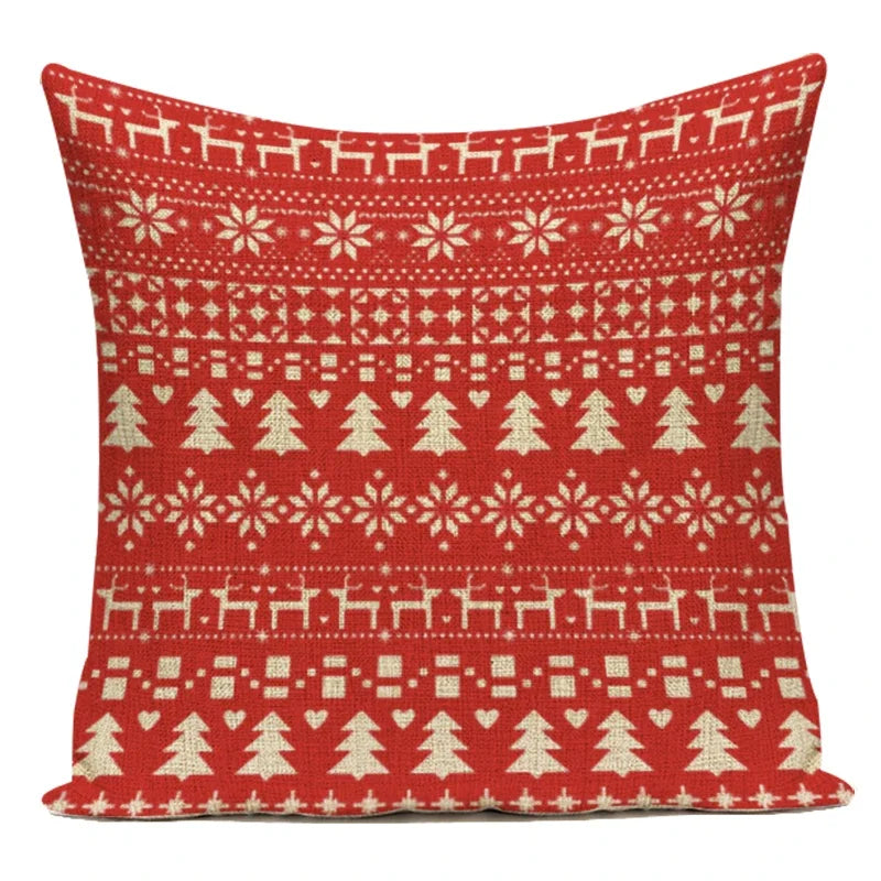 Merry Christmas Cute Cartoon Decorative Pillows Case Santa Christmas Tree Deer Snowman Polyester Cushion Cover For Bed Room