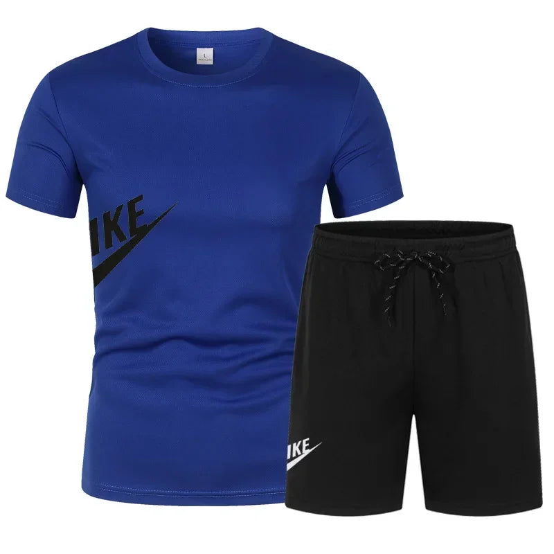 2025 Men's summer T-shirt and shorts set, men's breathable sportswear set, casual and fashionable short-sleeved T-shirt set