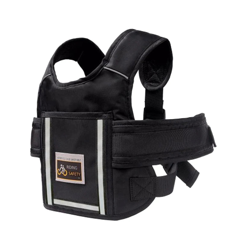 Universal Motorcycle Safety Belt For Kids With Storage Bag Rear Seat Grab Handle Strap Harness Adjustable Child Reflective Strip