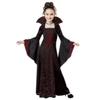 Halloween Costume Girl Fancy Skeleton Rose Print Dress Halloween Ghost Bride Vampire Cosplay Dress Kids Carnival Party Clothes