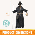 74.8" Halloween Decoration Outdoor Animatronic Ghost Doctor Sound Activated Life-Size Standing Ghost with Rotating Head, LED Eyes Lantern, Scary Haunted House Props for Garden Yard Lawn