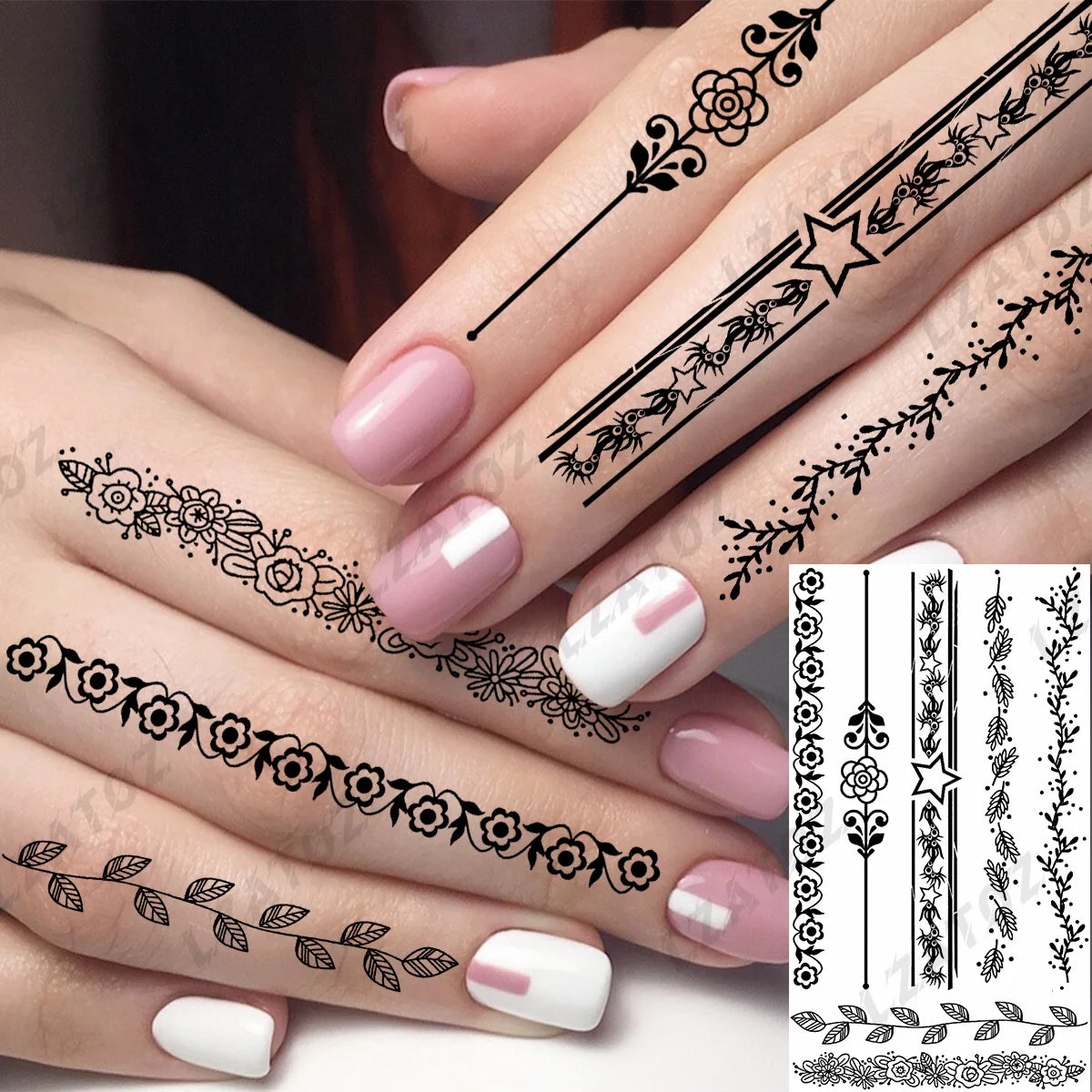 Realistic Eye Flower Temporary Tattoos For Woman Adults Rose Butterfly Tiny Fake Tattoo Sticker 3D Finger Waterproof Tatoos