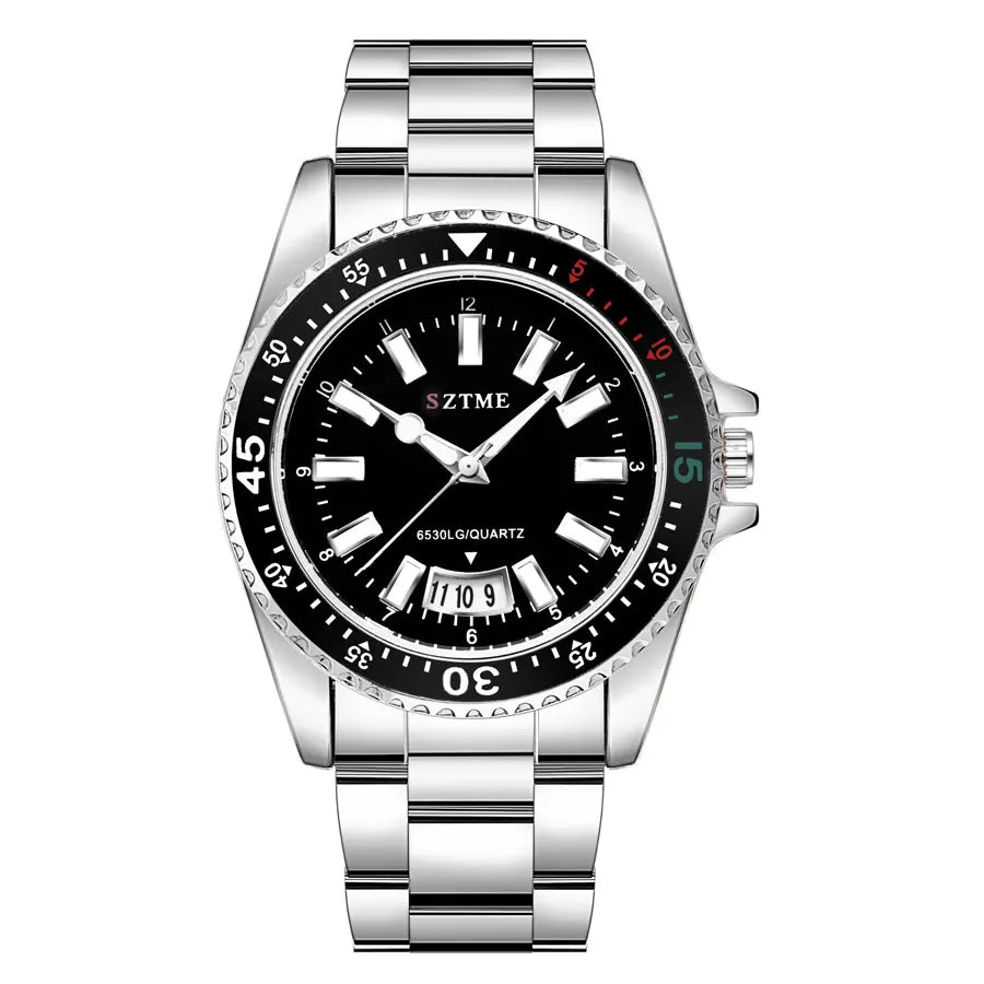 2024 New Men's and Women's Steel Strip Watch Trendy Leisure Calendar Scale Stainless Steel Strip Couple Quartz Watch Gift Watch