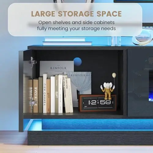 70" Fireplace TV Stand, ern Entertainment Center for TVs Up to 80”, TV ole with Storage Cabi, Media ole for Living