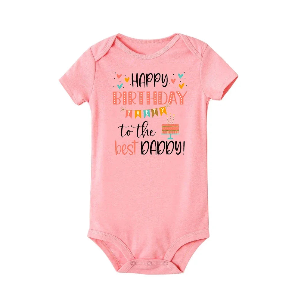 Baby Romper Happy Birthday To The Best Daddy Toddler Gender Neutral Daddy's Birthday Gifts Baby Summer Short Sleeve Bodysuit