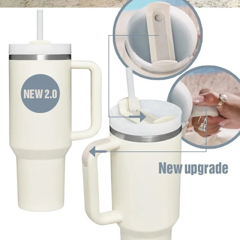40oz Insulated Tumbler acuum Cup 2.0 Thermal Mug for with Handle Straw Stainless Steel Hot and Cold Coffee Drinks