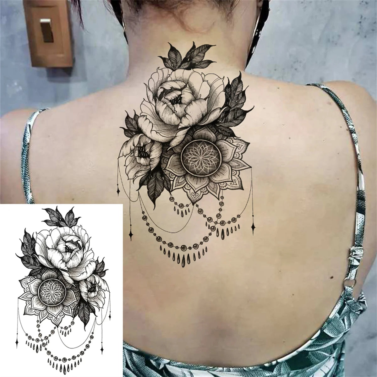 Realistic Sexy Peony Tattoos Temporary Women Adult Flower Arm Tattoos Sticker Waterproof Fake Floral Bloosom Body Leg Art Tatoos