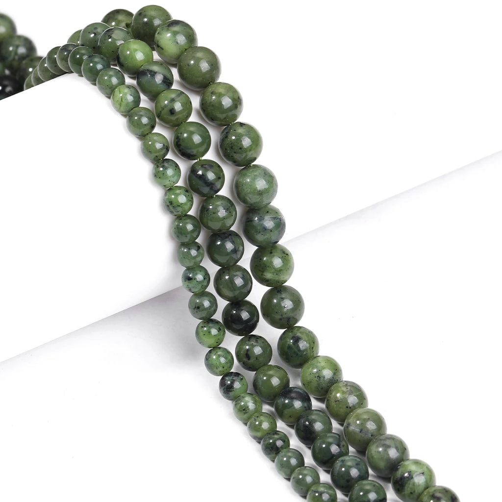 SHIJIWLS Natural Stone Canada Jade Diy Beads For Making Jewelry, Bracelets, Necklaces, Earrings Loose Beads 6/8/10mm Wholesale