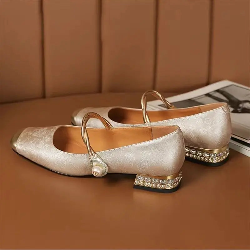 Shoes for Woman 2025 Flats Formal Women's Summer Footwear Low Heel Elegant Moccasins Flat Pointed Toe Non Slip on Promotion E 39