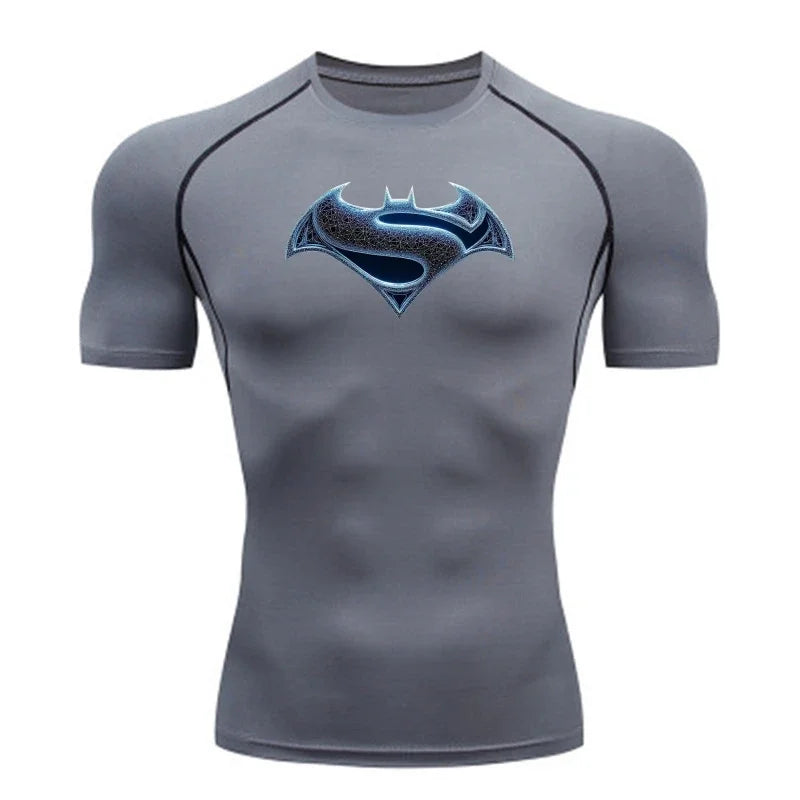 2026 Men's T Shirt Outdoor Training Fitness Gym Jogging Running Sweatshirt Bat/-Man Compression Shirts Tight Elastic Breathable