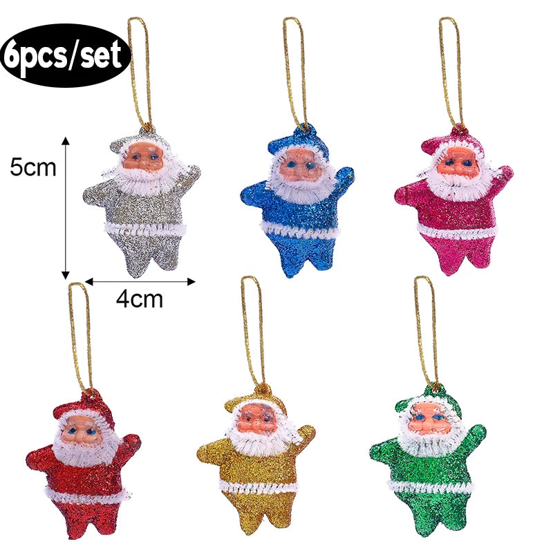 Simulation Santa Pendant Mini Santa Claus DIY Colorful Doll Glittering Hanging Christmas Tree Ornament New Year Home Party Decor
