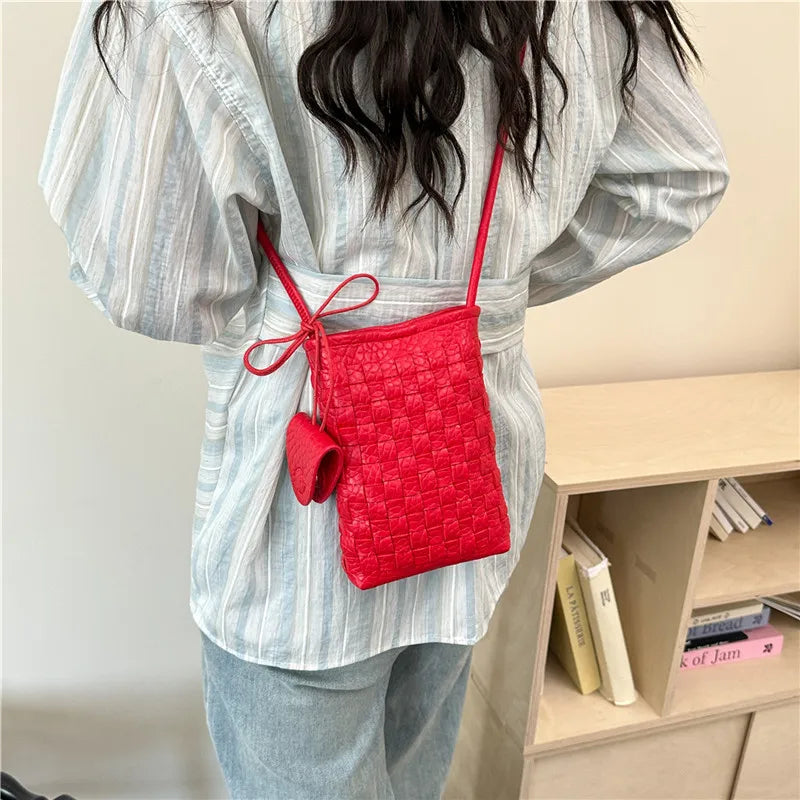 Women's Bag PU designer luxury bags woman 2026 Shoulder bags Fashion niche woven minimalist crossbody bag Wallet