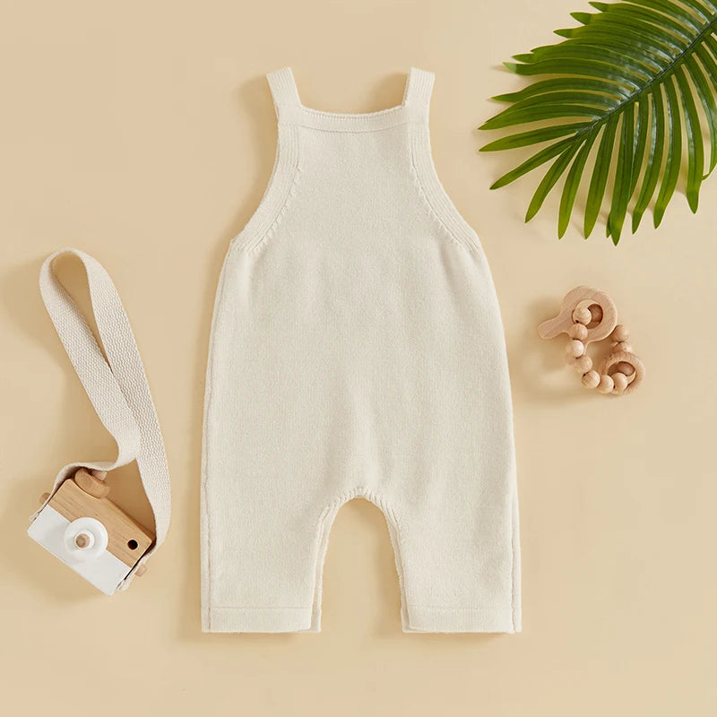 Citgeett Summer Toddler Baby Boys Girls Suspender Pants Embroidery Letters Knit Pants Birthday Romper Clothes