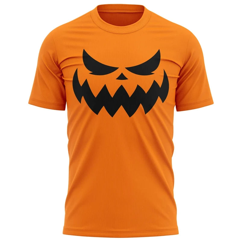 2025 Pumpkin Face T Shirt Men 3D Printing Halloween Short Sleeve Black Orange Tee Shirts Outfit Party Cosplay Costume T-shirt
