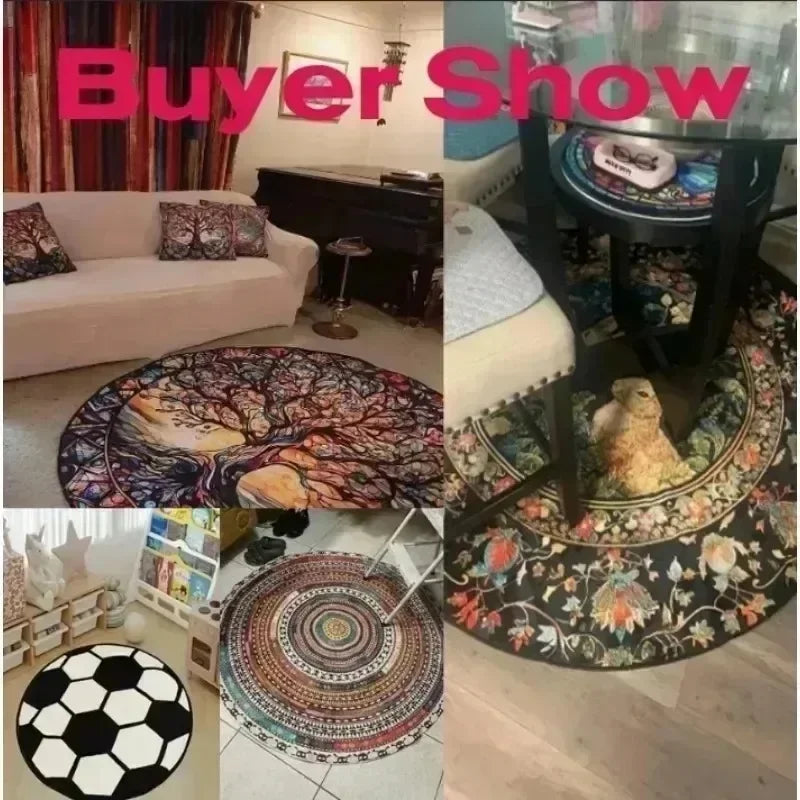 Skeleton Illusion Round Rug Spooky Optical Floor Carpet Fun Gothic Home Decor Gift for Living Room Horror Door Mat Rug